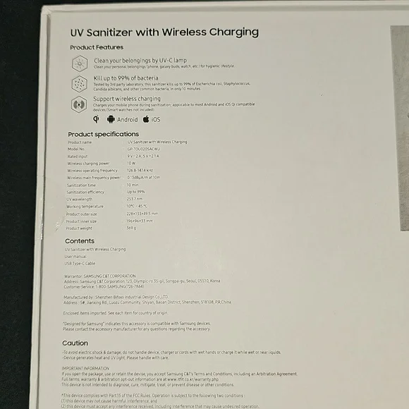 UV Sanitizer With Wireless Charging Designed For Samsung - Picture 9 of 16